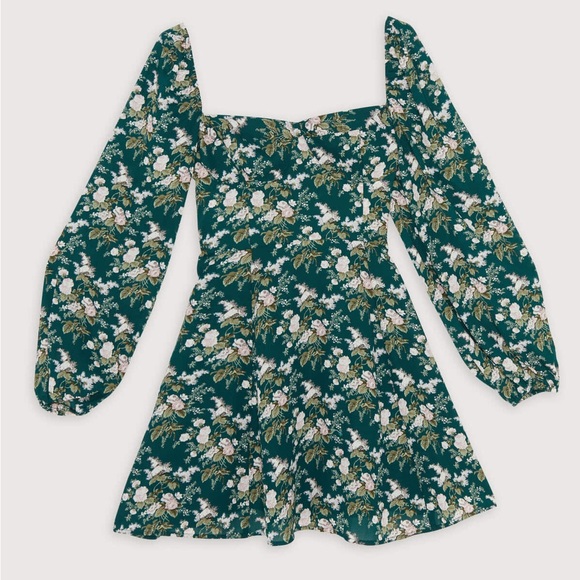 OAK + FORT Dresses & Skirts - Oak + Fort Square Neck Dress DR-9453 Seamoss Floral $74
